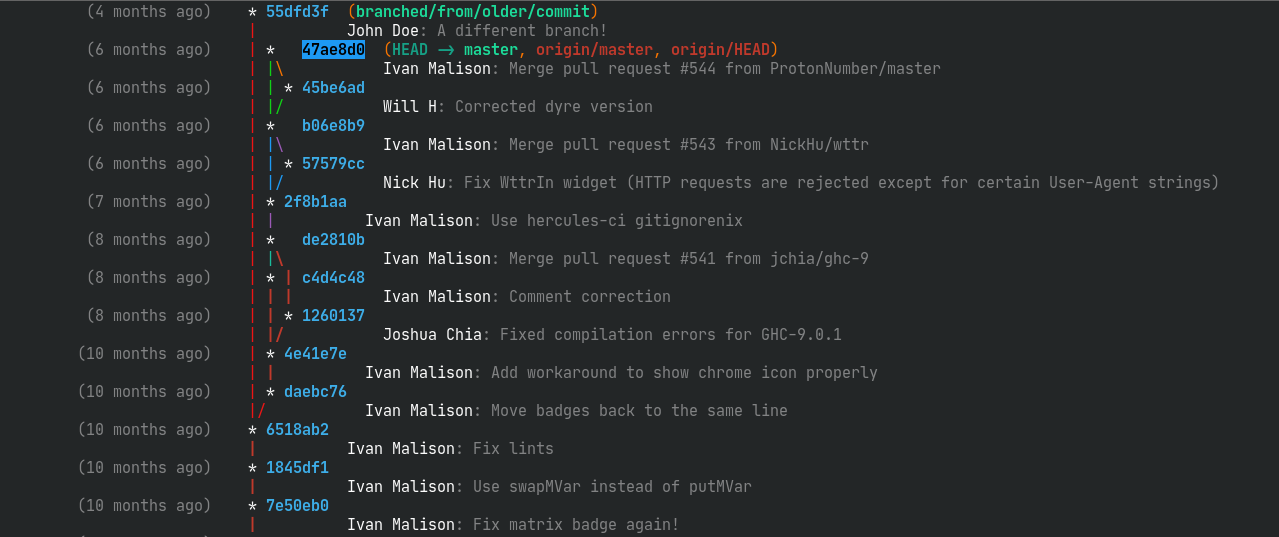 Usage example for git-xtree