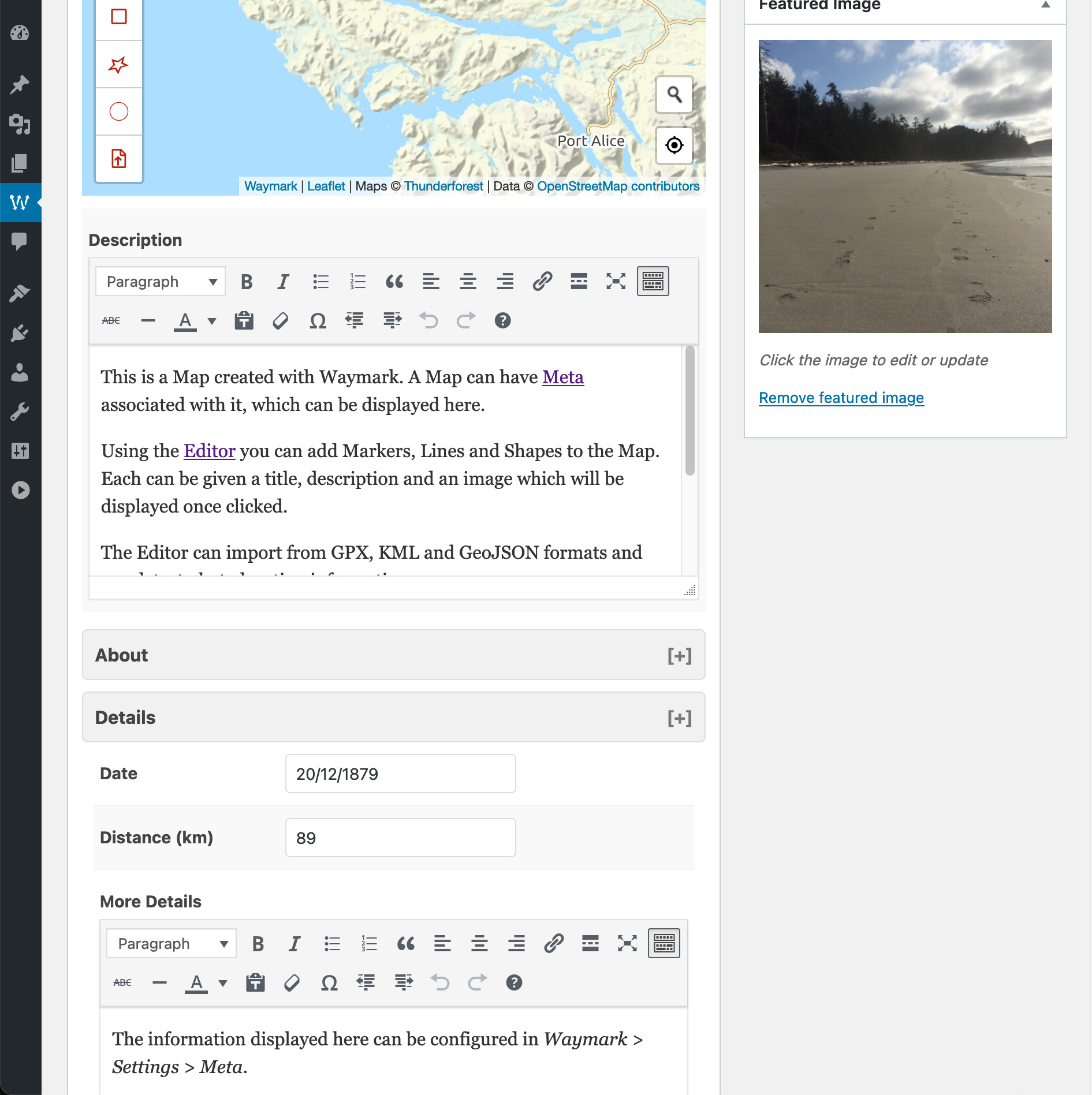 Use Meta to provide extra information about your Maps. Meta inputs are customisable and can be grouped. 