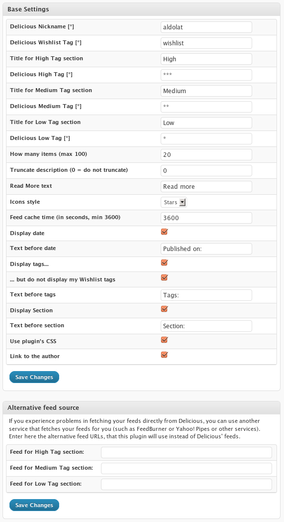 1. The settings panel of the plugin