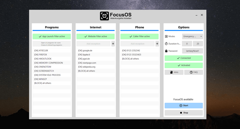 Screenshot FocusOS