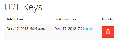 U2F token successfully added