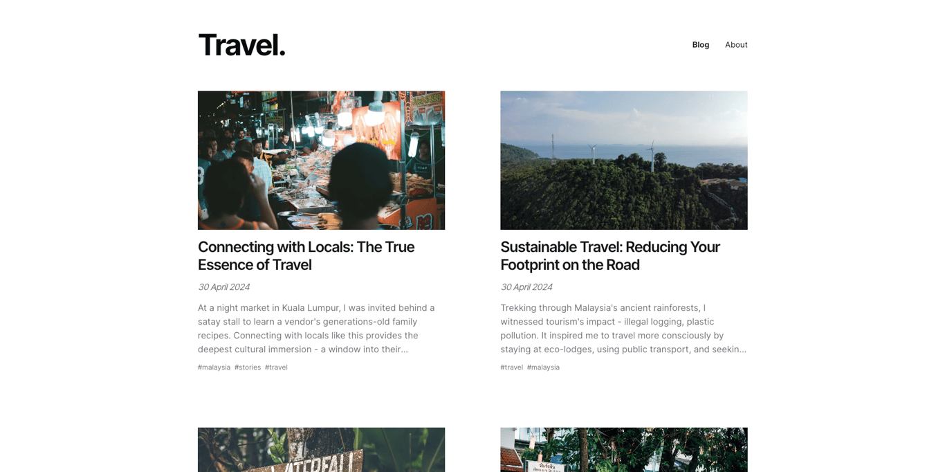 Demo Travel Blog on Next.js 15