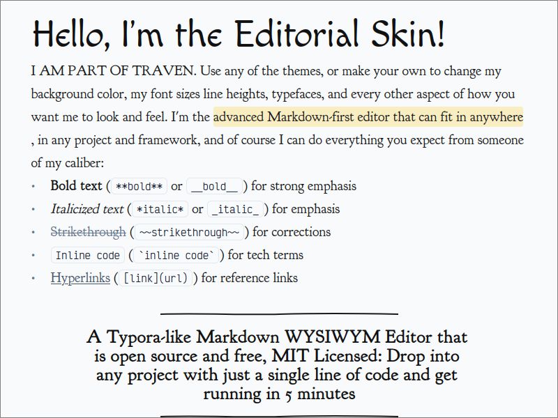 Editorial Skin for Traven