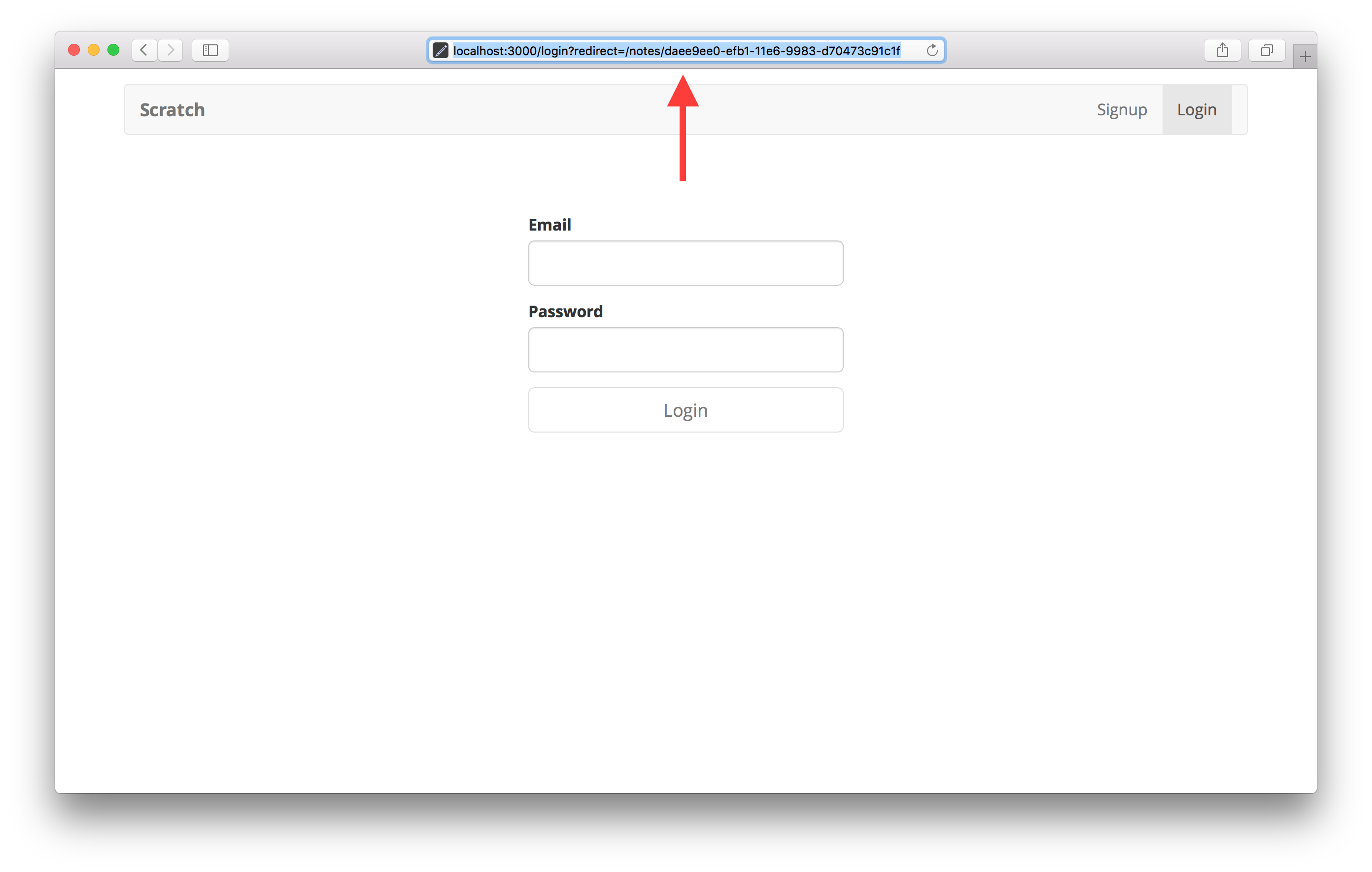 Note page redirected to login screenshot