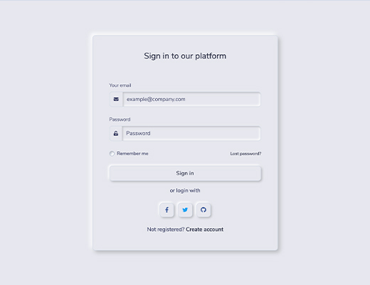 Login page