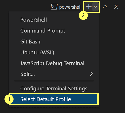 Set Default Terminal Profile - dropdowm menu