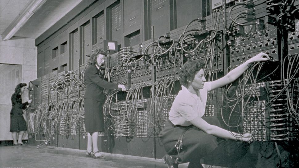 The ENIAC being programmed. The first-ever programmers were a team of 8 women.