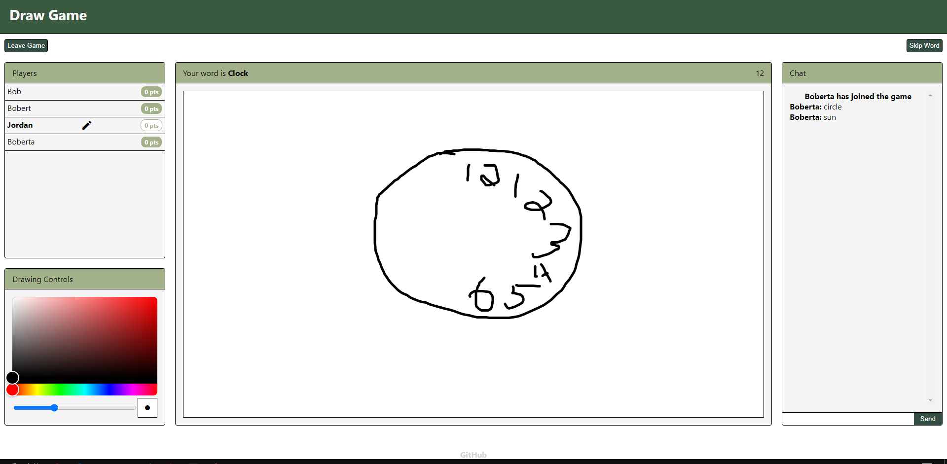 Screenshot of drawgame in a game