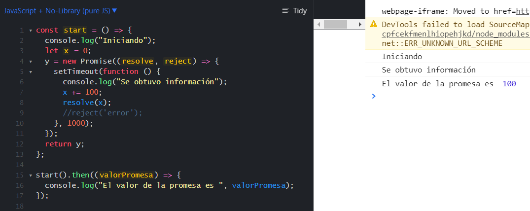 Console.log promesas