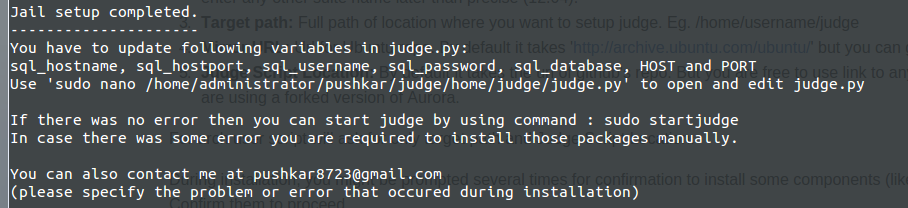 Judge Install Log