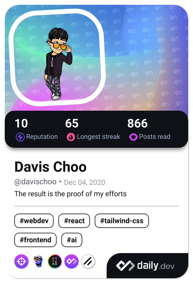 Davis Choo's Dev Card