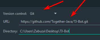 .git url IntellIj UI