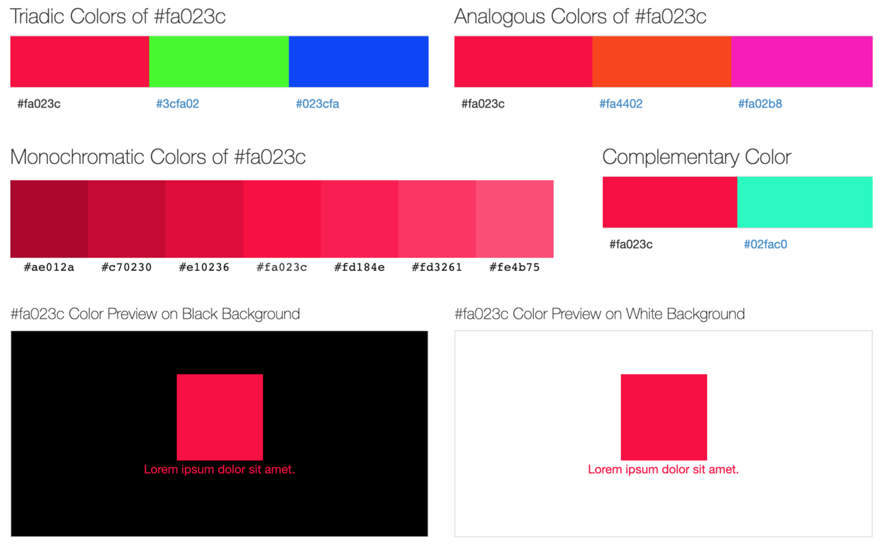 Triadic, analogous, monochromatic, complementary, black and white background