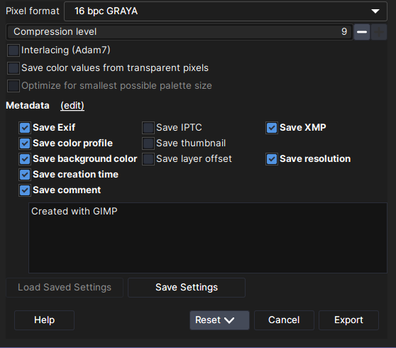 gimp settings 