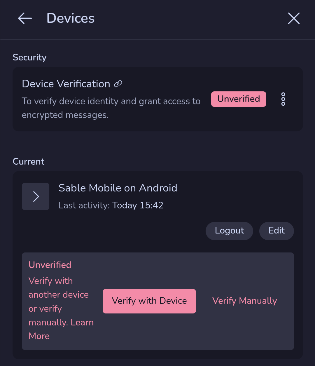 "Unverified" message still present and it still asks for verification