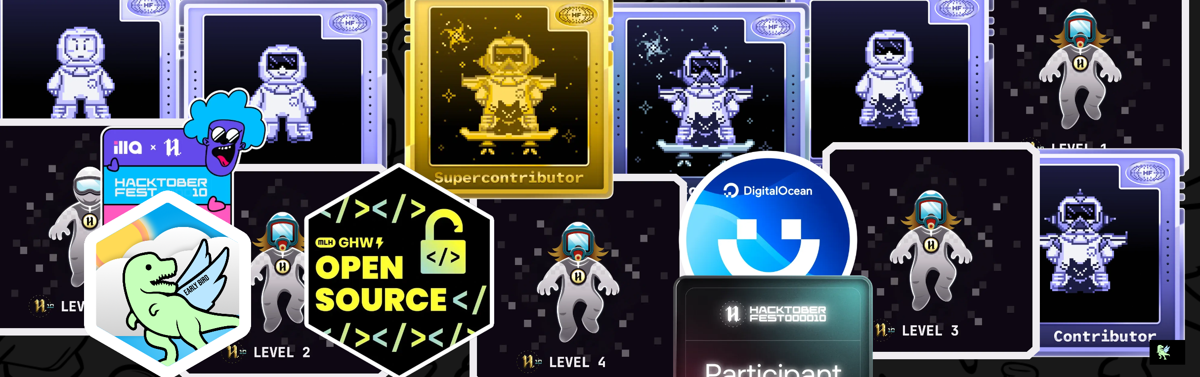 An image of @fouraf's Holopin badges, which is a link to view their full Holopin profile