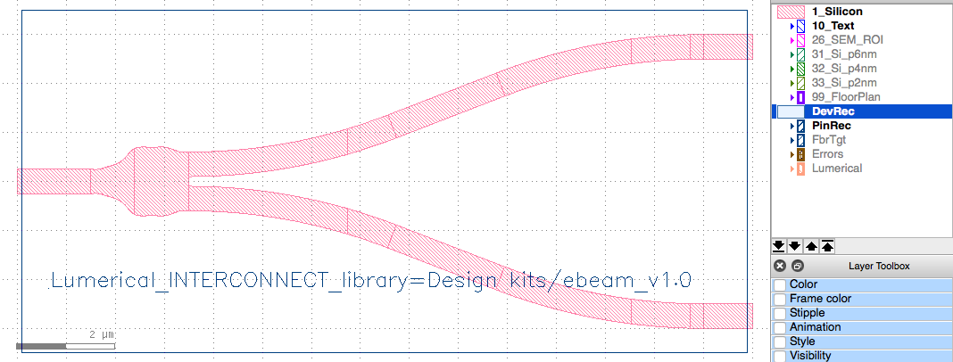 Shapes to be fabricated, drawn on silicon layer