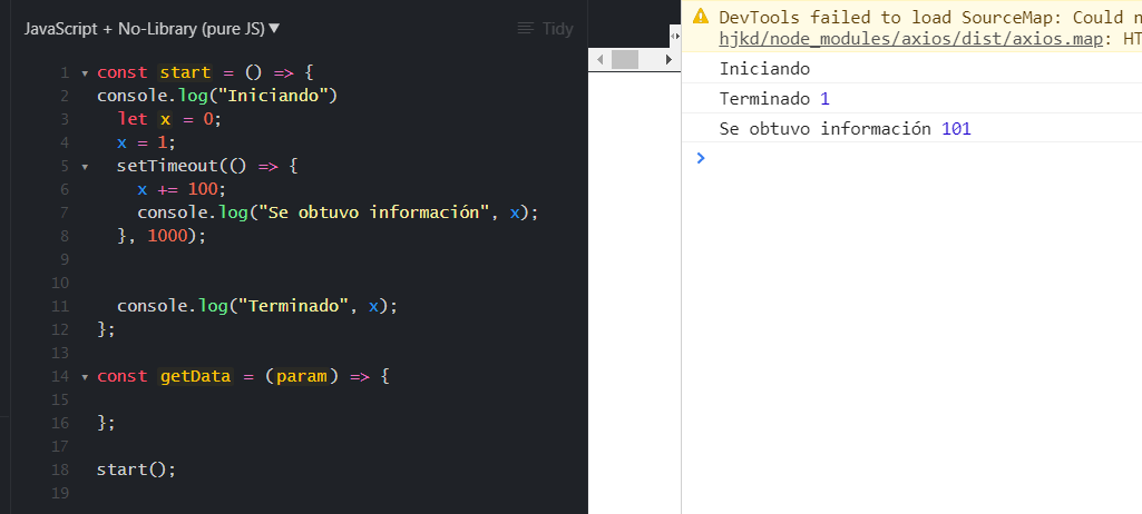 Console.log() asincrónico