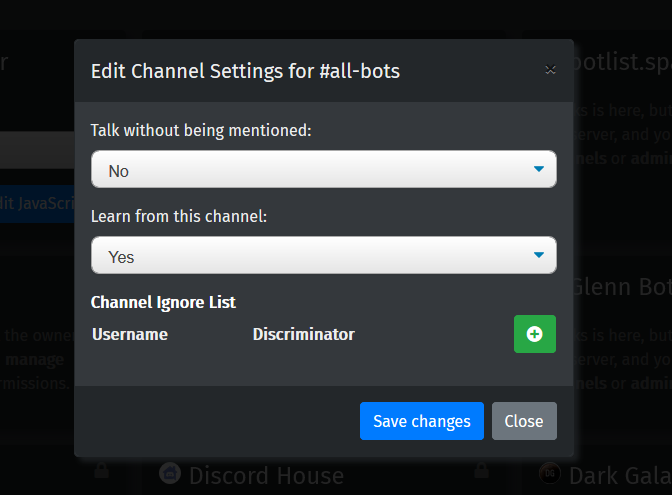 Dashboard settings editing