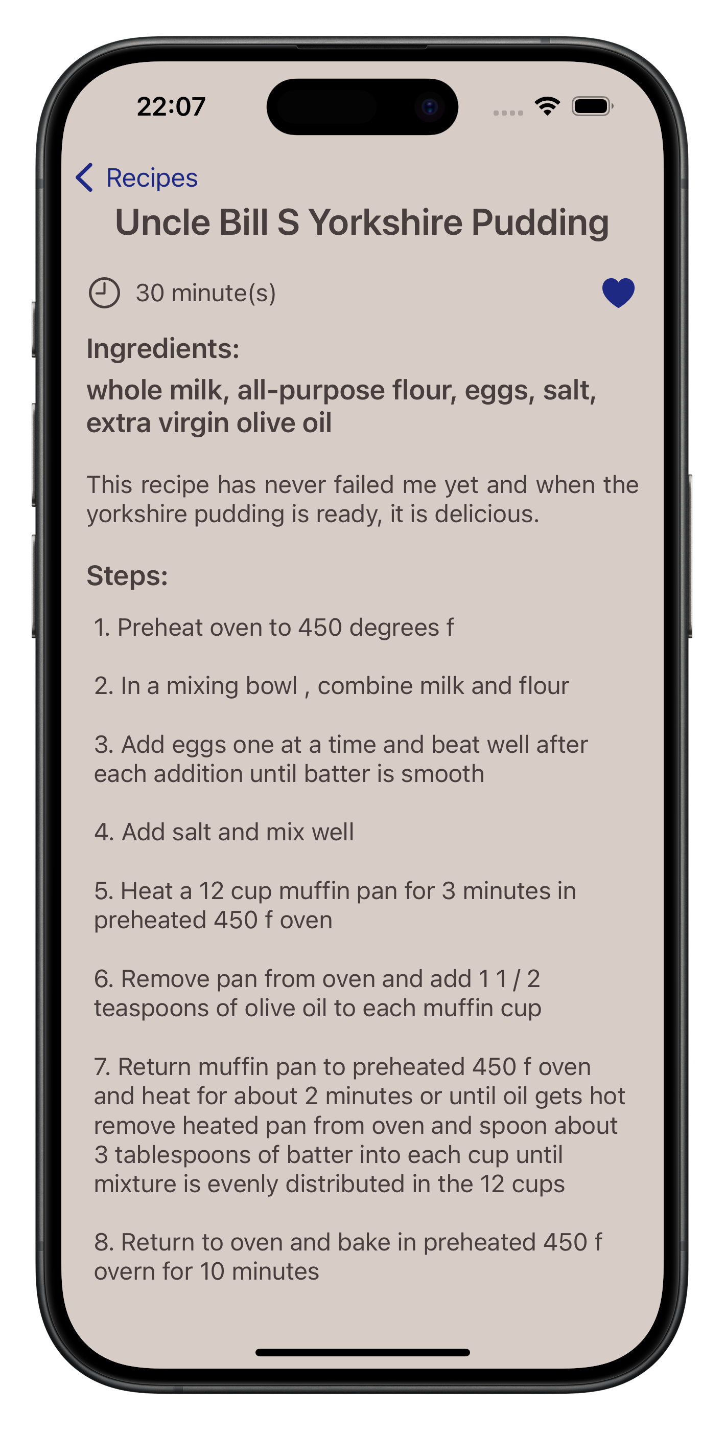 Recipe Page