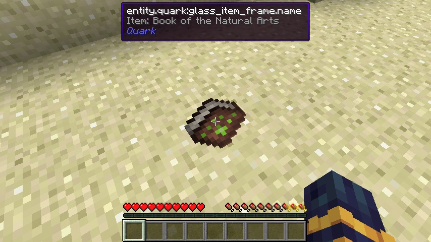 Screenshot of unlocalized Quark item frame