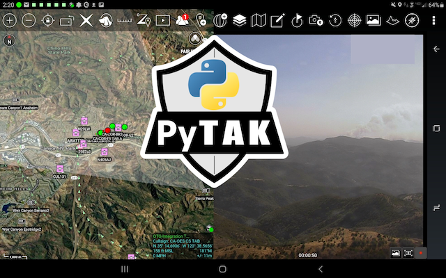 ATAK screenshot with PyTAK logo