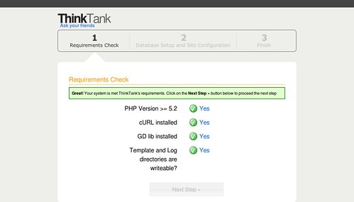 ThinkUp Install Page Step #1 (Requirements Check)