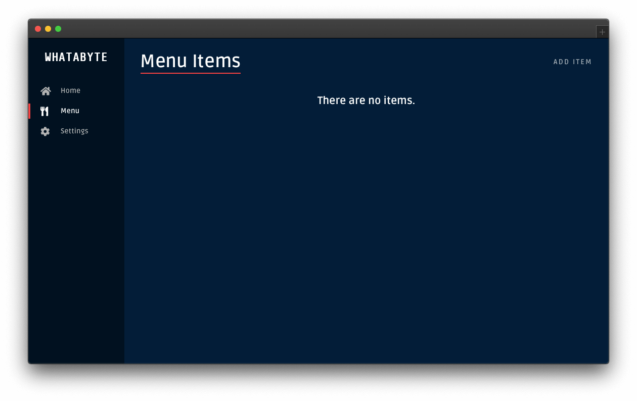 Empty menu page