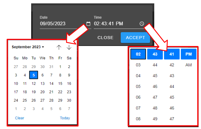Set date/time for a one-shot action