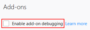 "Enable add-on debugging"