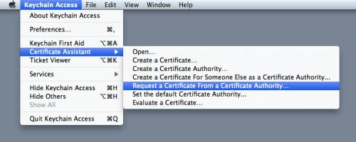 Requesting a certificate with Keychain Access