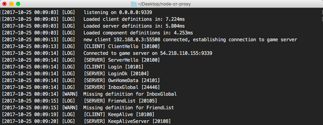 example node-proxy log