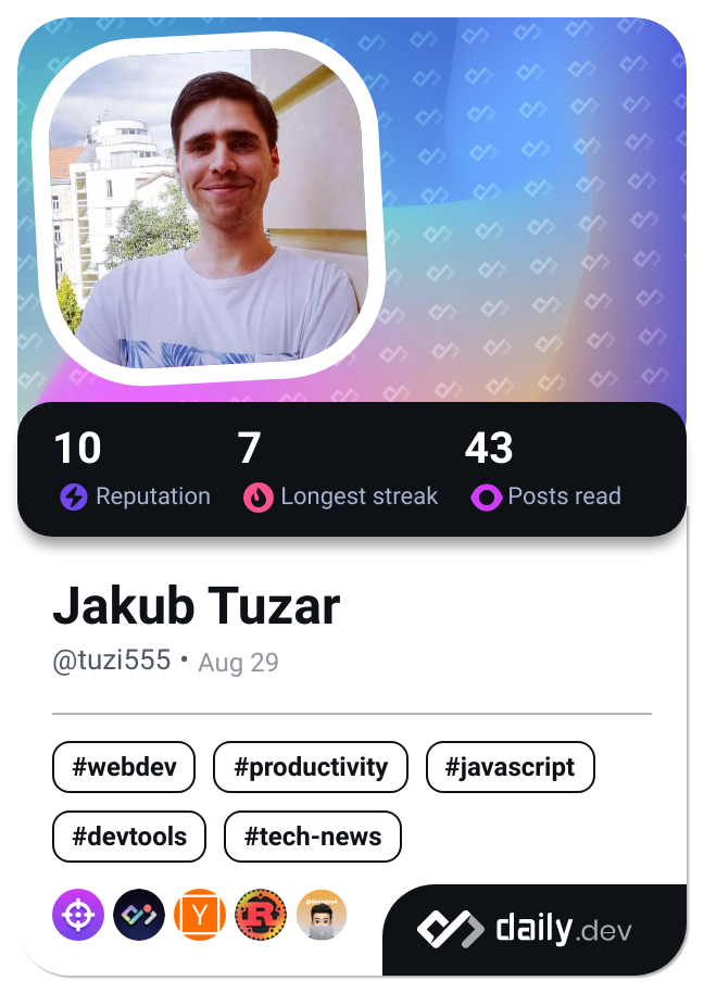 Jakub Tuzar's Dev Card