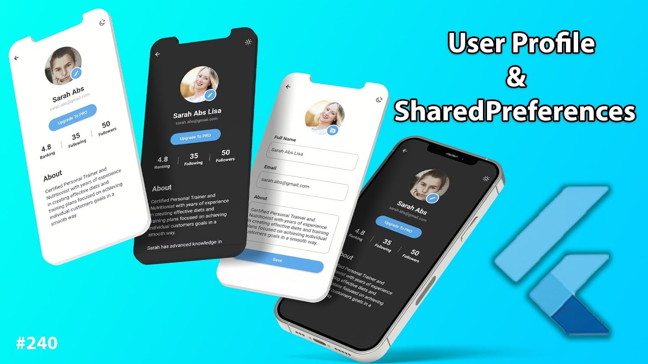 Flutter Tutorial - User Profile & SharedPreferences YouTube video