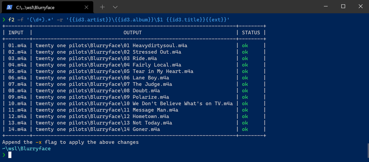 F2 can utilise ID3 attributes to organise music files