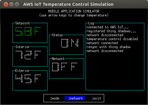 temperature-control.js, 'mobile application' mode, network disconnected