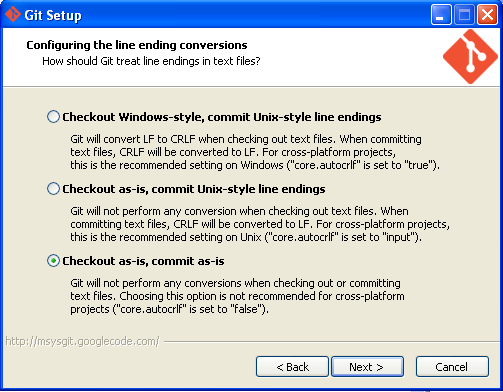 Configuring Git Line ending conversion
