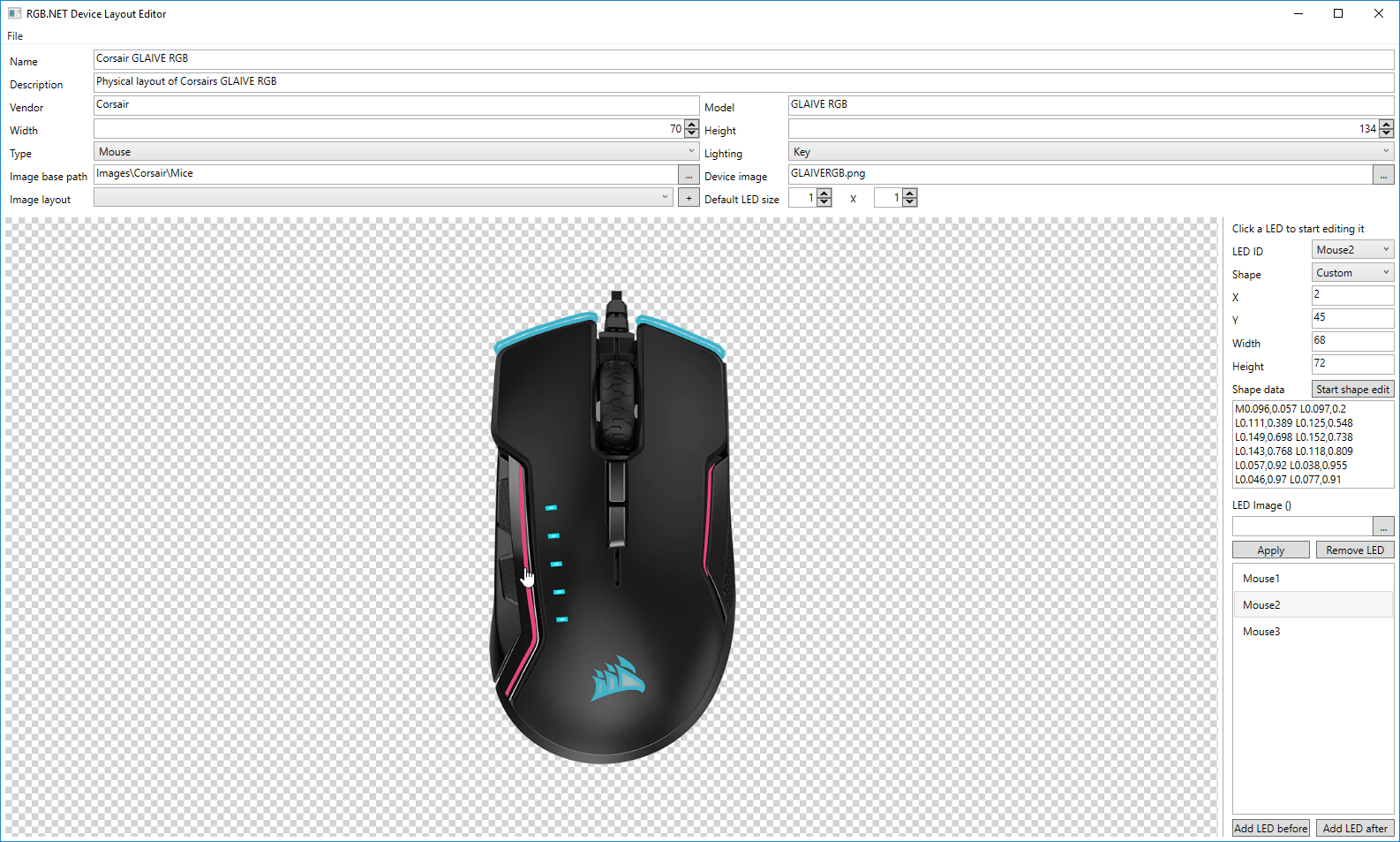 Editing a mouse