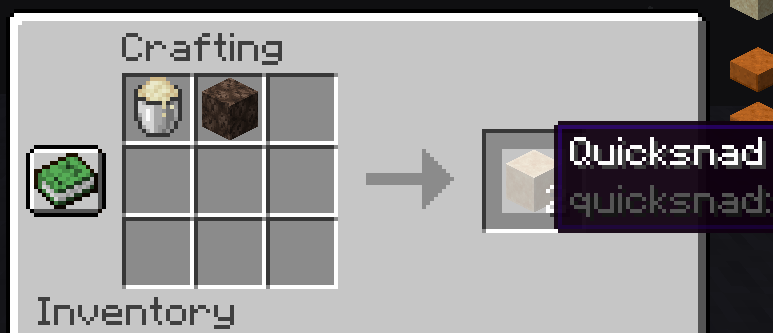 Screenshot of crafting table