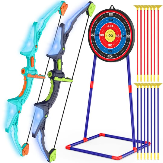 kmuxilal-2-pack-kids-bow-and-arrow-set-with-led-flash-lights-14-suction-cup-arrows-and-fluorescence--1