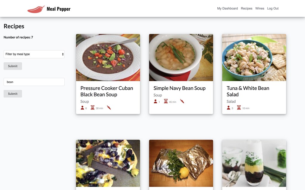 recipes index page search