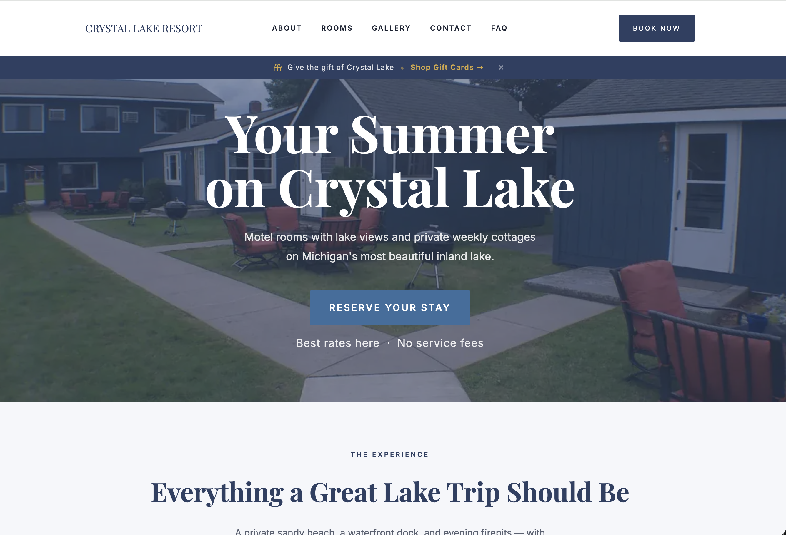 Crystal Lake Resort website
