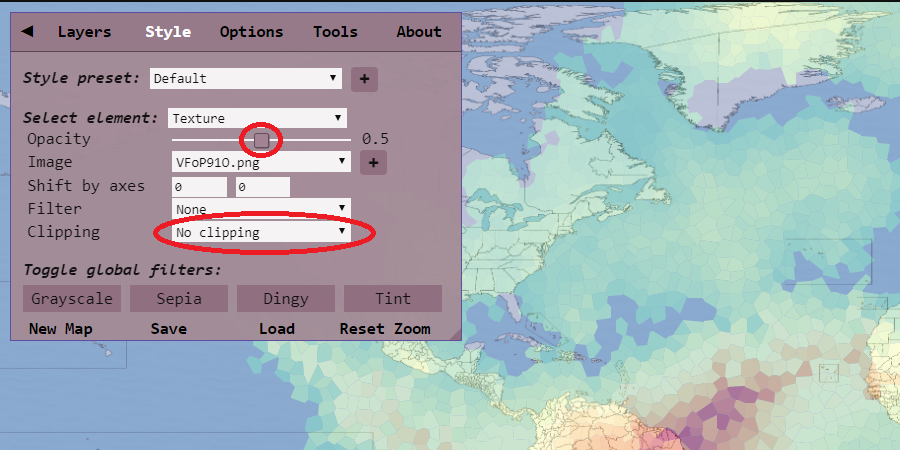 Map showing both heightmap and image overlay