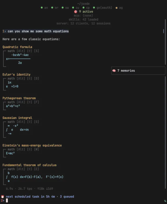 Jcode rendering LaTeX mathematics inline
