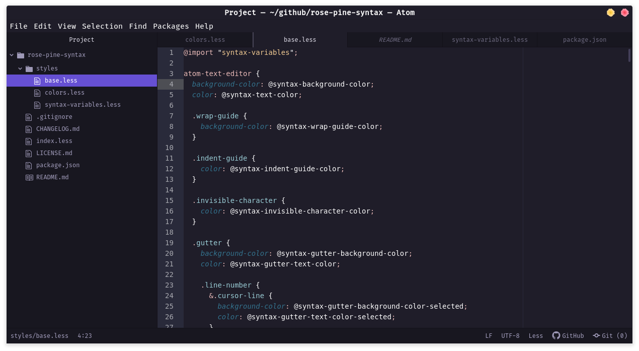 GitHub - rose-pine/atom: Soho vibes for Atom · GitHub