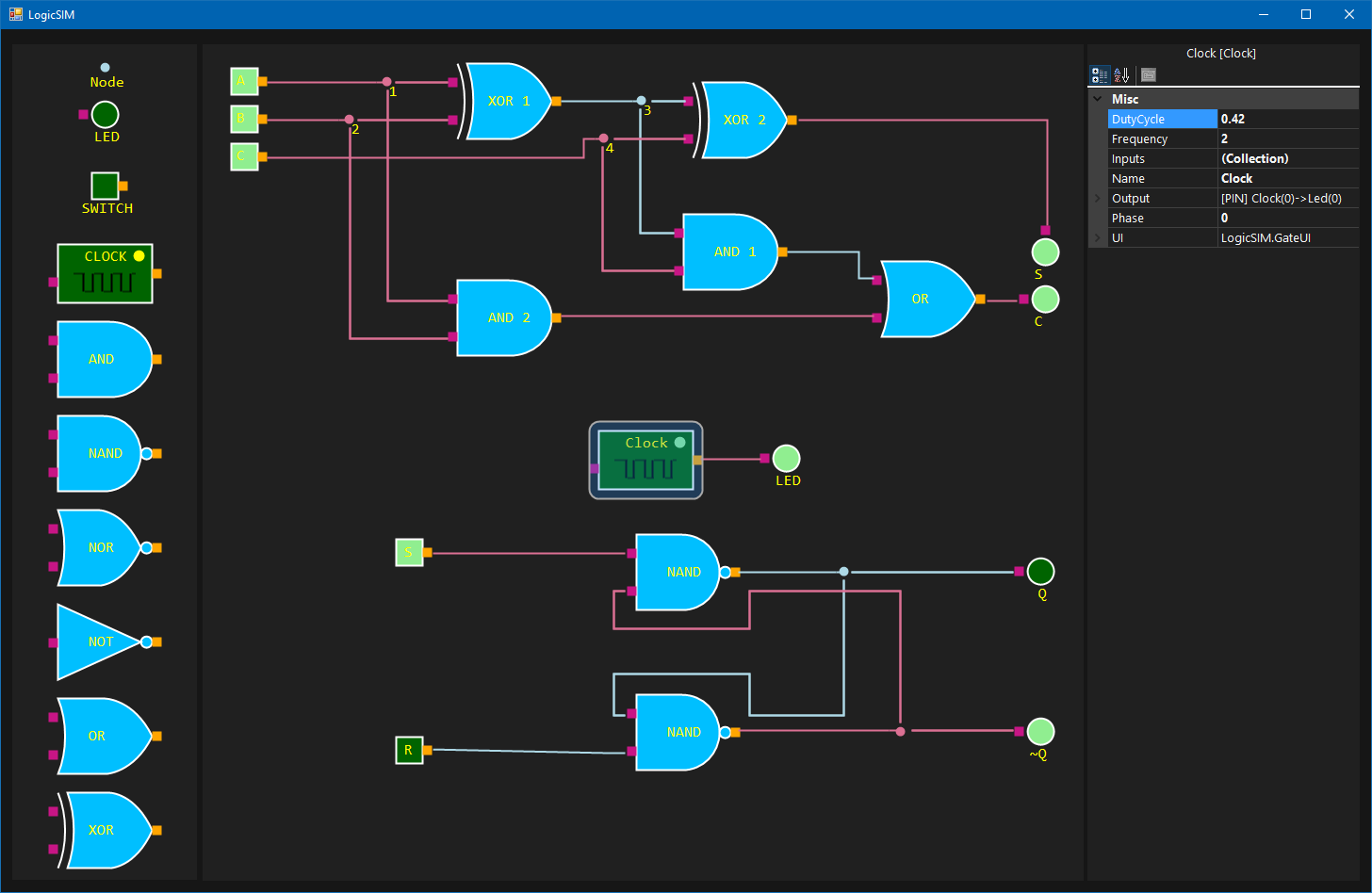 LogicSIM full adder