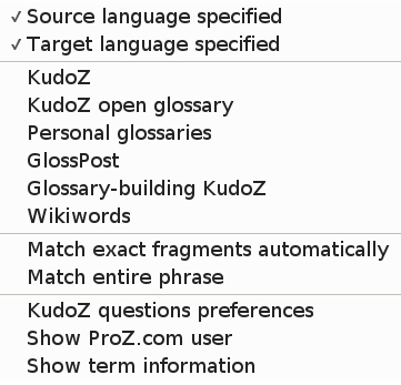 ProZ context menu