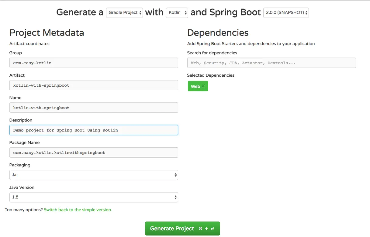 使用spring initializr创建SpringBoot项目