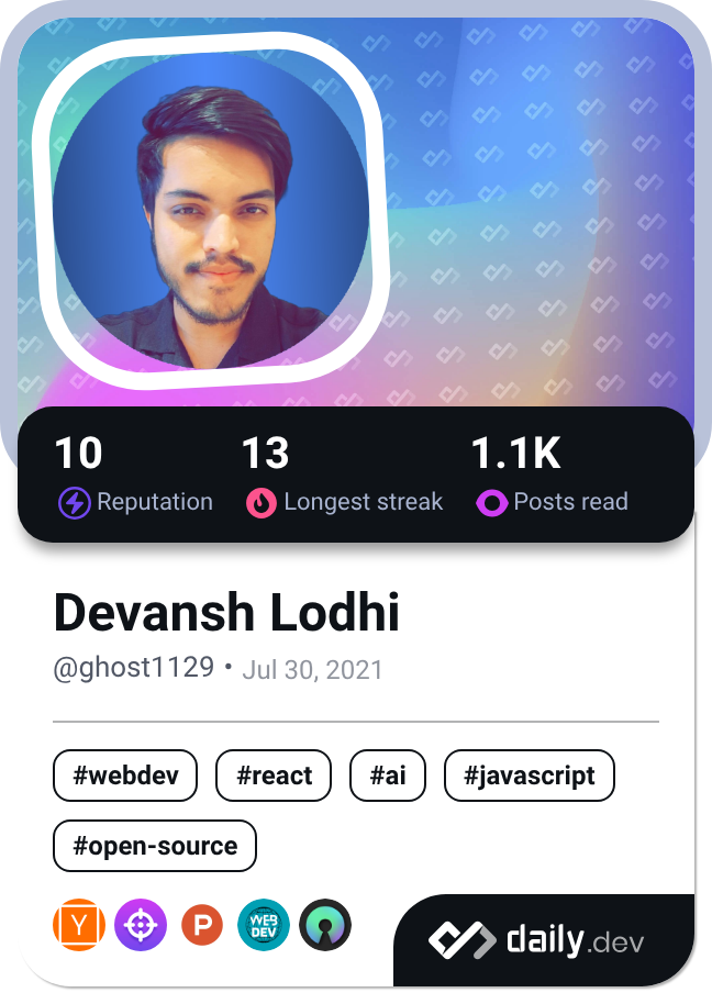 Devansh Lodhi's Dev Card