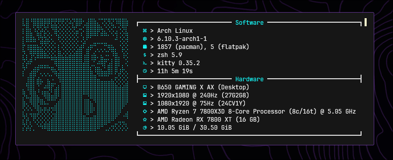 Showcase 2, CrabFetch with a more sensible config